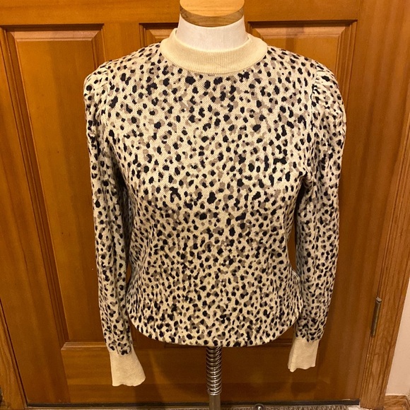 Who what wear leopard animal print mock neck sweater top size small NWT - Picture 1 of 8